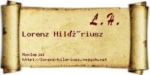 Lorenz Hiláriusz névjegykártya